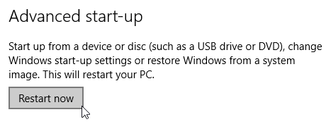 Tùy chọn khởi động nâng cao trên Windows 10
