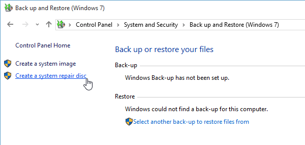 Tùy chọn sao lưu và khôi phục hệ thống Windows