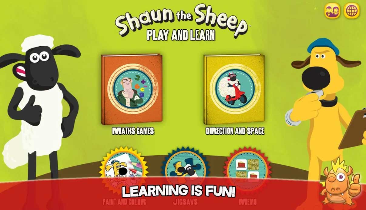 Học và chơi với chú cừu thông minh trong Trò chơi học tập Shaun cho trẻ em