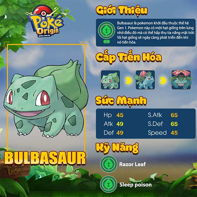 Pokemon Bulbasaur trong Poke Origin