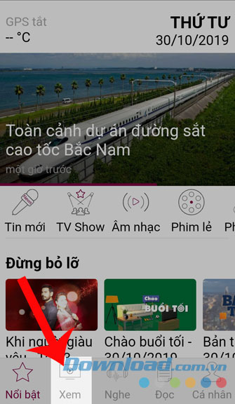 Nhấn vào biểu tượng Tivi