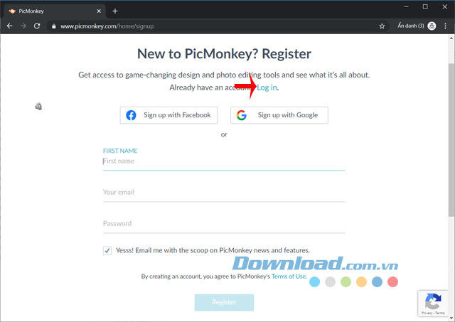 Đăng ký tài khoản PicMonkey