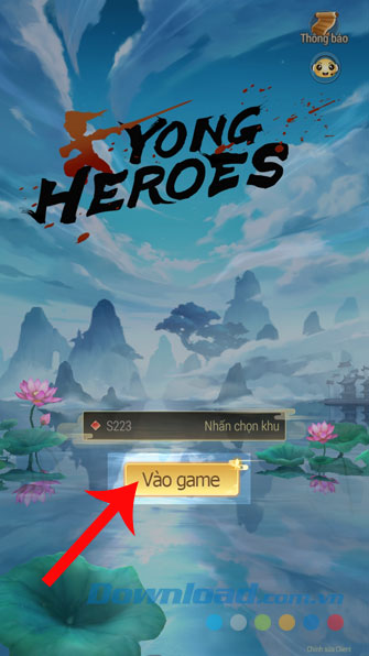 Ấn nút Vào game