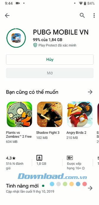 Đang cài đặt PUBG Mobile VN