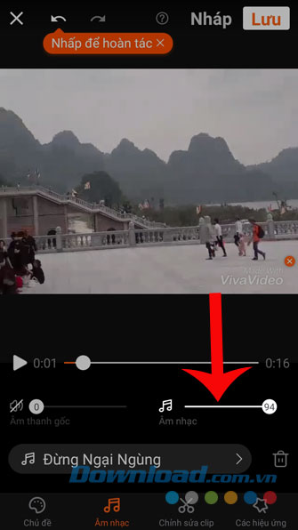 Điều chỉnh âm lượng của bài hát trong video