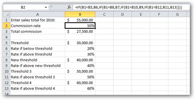 Rate Table mới trong bảng tính Excel