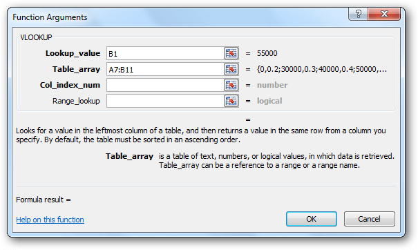 Nhập giá trị vào mục Table_array của hàm VLOOKUP