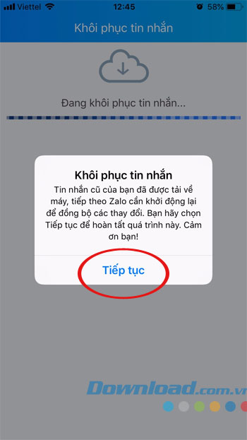 Khởi động lại Zalo