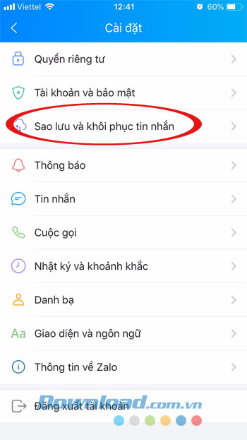 Sao lưu và khôi phục tin nhắn