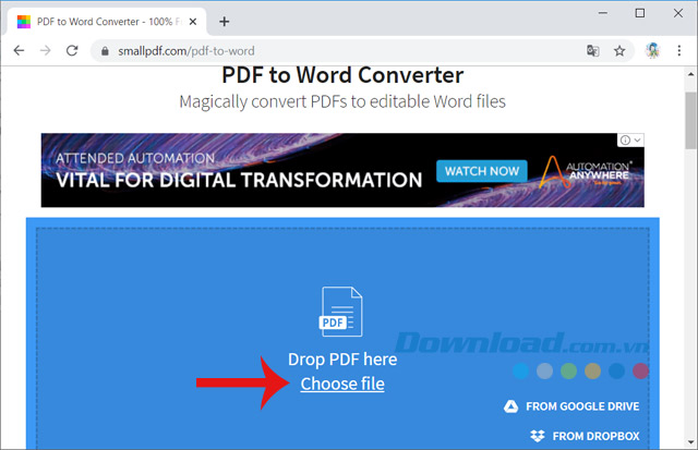 Chọn file PDF cần chuyển sang Word