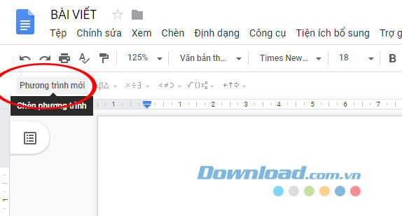 Chèn công thức toán học trên Google Docs