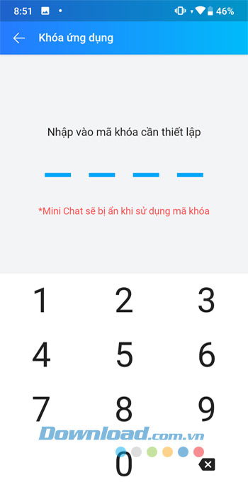 Đặt mã khóa Zalo