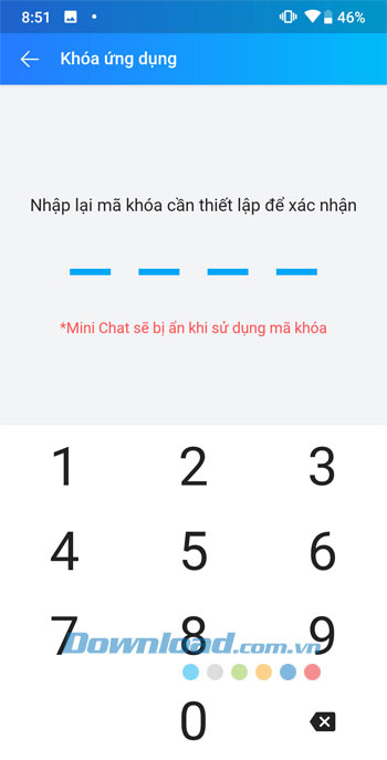 Nhập lại mã khóa Zalo