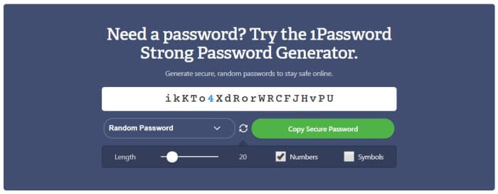 Trình tạo mật khẩu mạnh mẽ 1Password