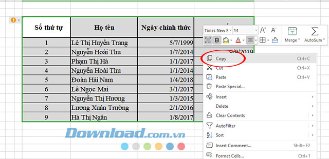 Nhúng file Excel trên Microsoft Word