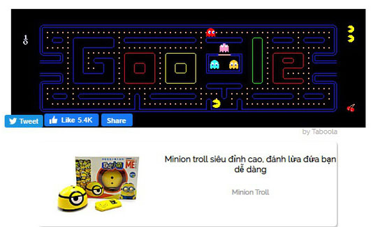 Chơi game Pac-man trên Google
