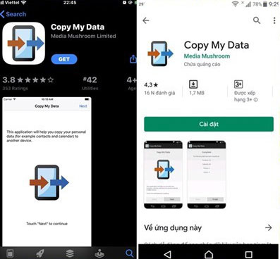 Chuyển nhanh dữ liệu qua lại giữa iOS và Android bằng Copy My Data