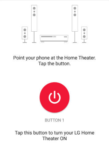 Chạm vào nút màu đỏ này để bật LG Home Theater