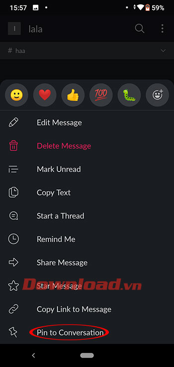 Ghim tin nhắn trên Slack