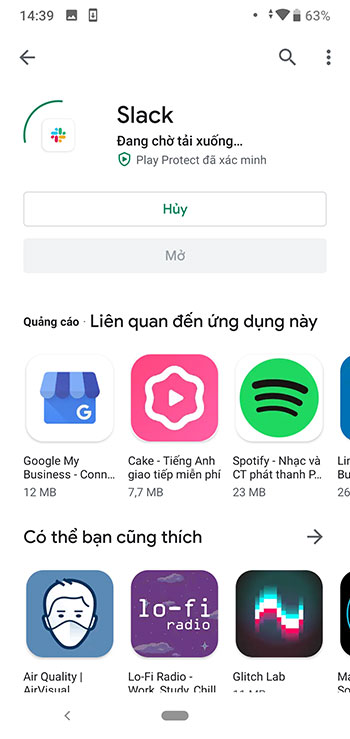 Quá trình cài đặt Slack