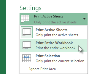 In bảng lựa chọn trong Excel