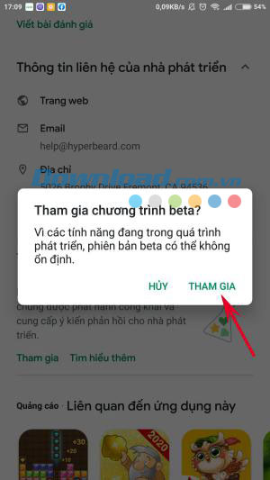 Chọn Tham gia