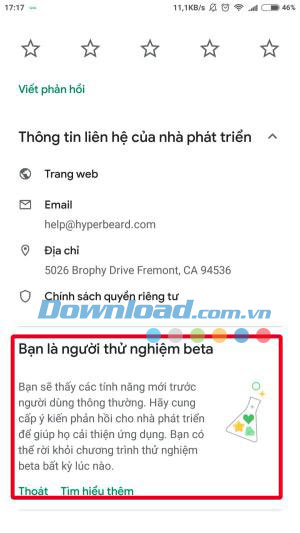 Tên game thêm có chữ beta ở cuối