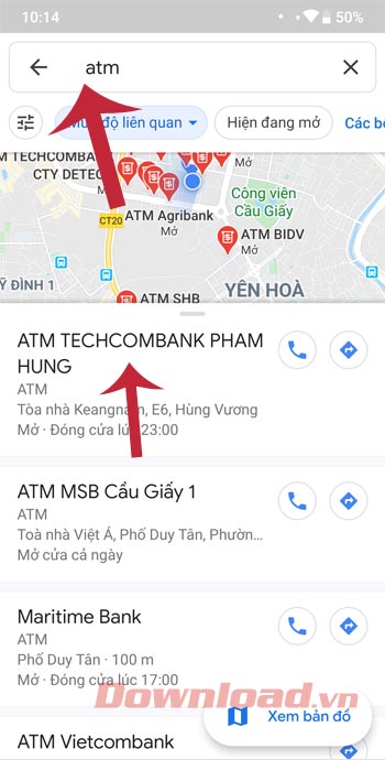 Tìm ATM, cây xăng, nhà hàng, khách sạn gần nhất bằng Google Maps