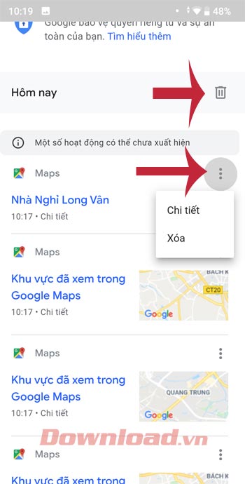 Xóa lịch sử Google Maps