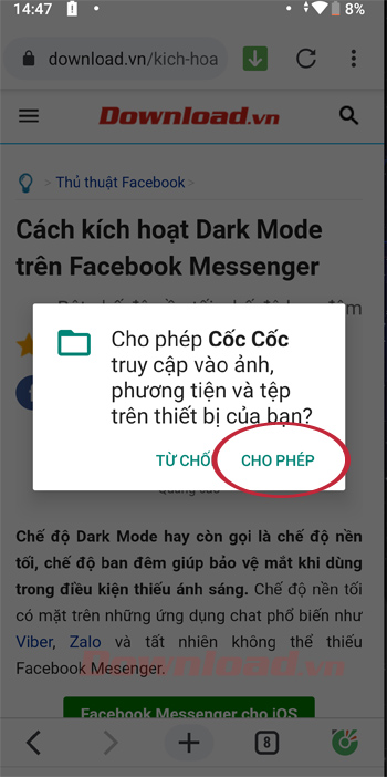 Cho phép truy cập