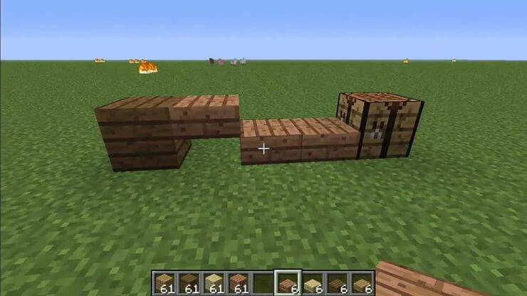 Đặt tấm gỗ chống cháy khi thiết kế Minecraft