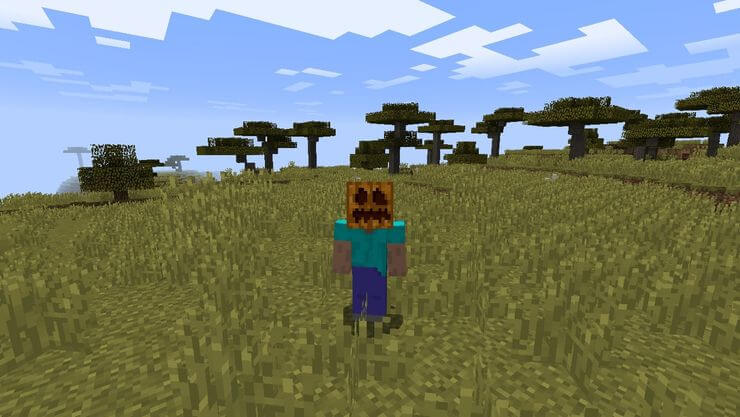 Đeo mặt nạ bí ngô trong Minecraft