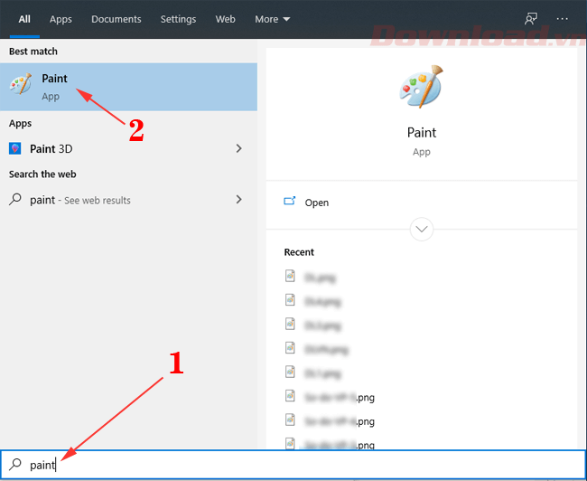 Tìm và mở Paint trên Windows