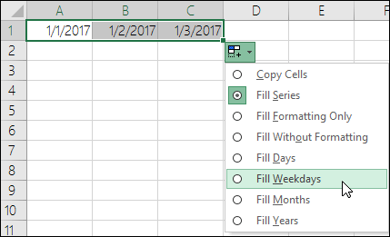 Điền ngày liên tiếp trong Excel