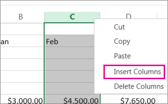 Chèn cột mới vào Excel