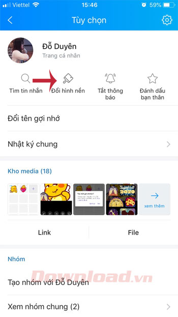 Đổi hình nền Zalo