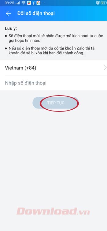 Nhập số điện thoại muốn đổi