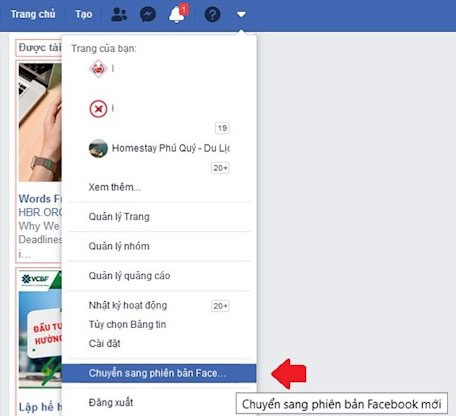 Chọn giao diện Facebook