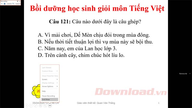 Kết thúc ghi âm