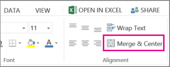 Nút Merge & Center trên Excel