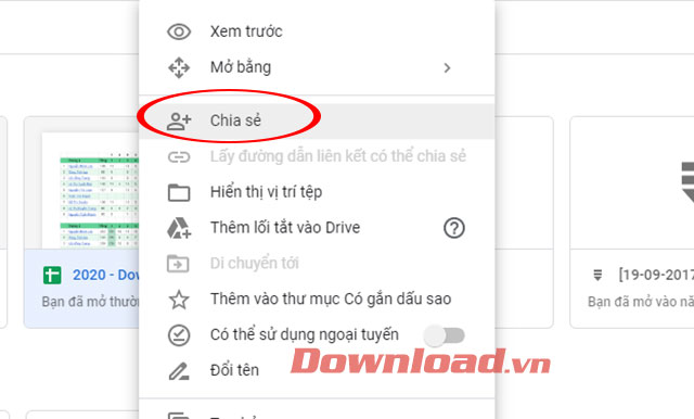 Chia sẻ file trên Google Drive