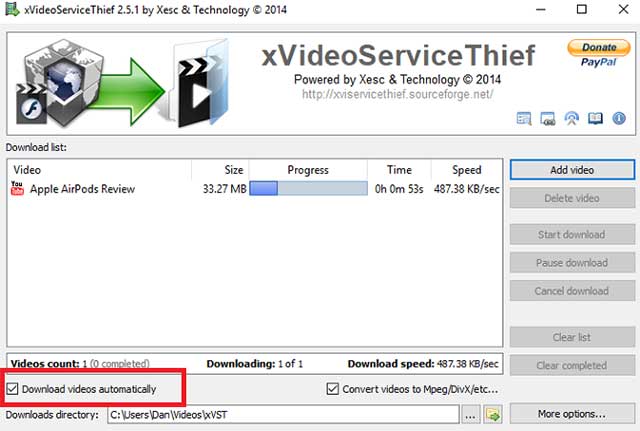 Nếu không muốn tải ngay lập tức, hãy bỏ tích Download Videos Automatically