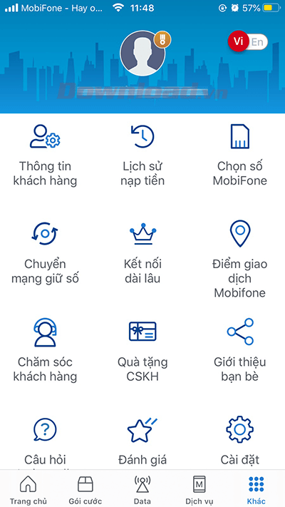 Các thiết lập khác trên My Mobifone