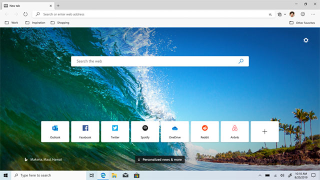 Giao diện Microsoft Edge Chromium