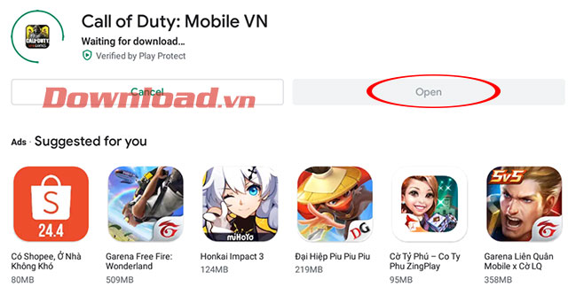 Hoàn tất cài đặt game Call of Duty: Mobile VN