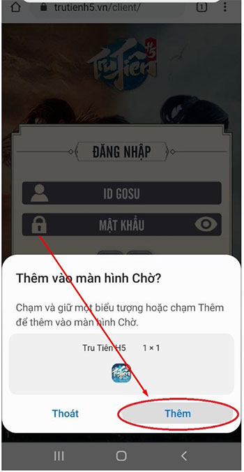 Cach tao shortcut game Tru Tien H5 tren Android 4