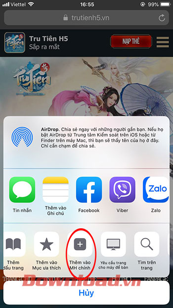 Cach tao shortcut game Tru Tien H5 tren iPhone 2