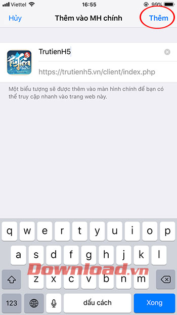 Cach tao shortcut game Tru Tien H5 tren iPhone 3