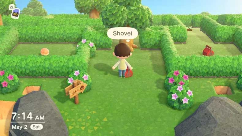 Lấy xẻng trong Animal Crossing: New Horizons