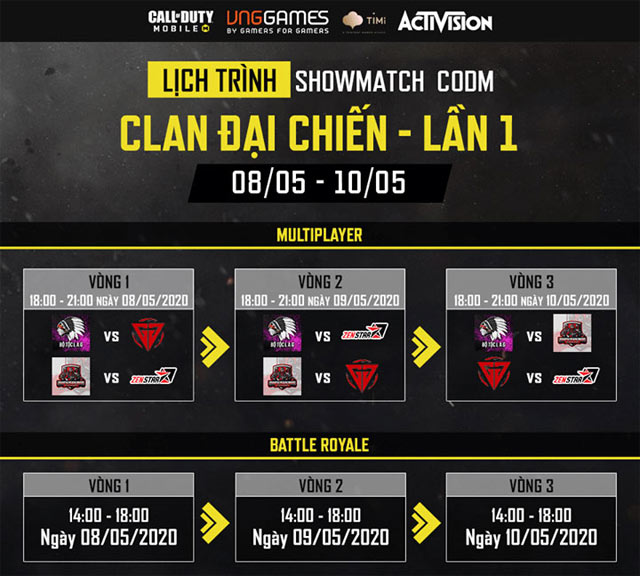 Lịch thi đấu Clan Đại Chiến trong Call of Duty: Mobile VN Lịch Showmatch Clan Đại Chiến – Lần 1
